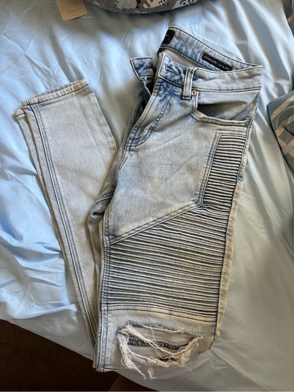 PacSun Light Blue Ribbed Knee Skinny Jeans